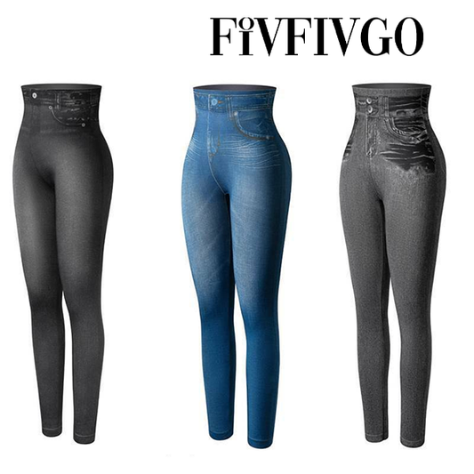 Fivfivgo™ Thermofleece-Jeggings aus Denim